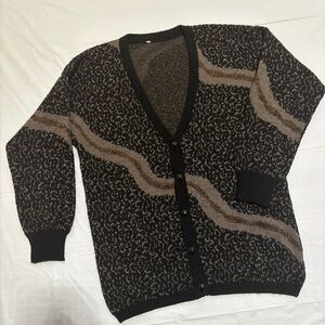 Vintage, Warm, Chic Black and Brown Cardigan
